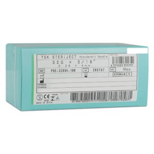 TSK Pre Regular Hub Needle 32G x 4mm (3/16″) PRE-32004- 1 BOX OF 100